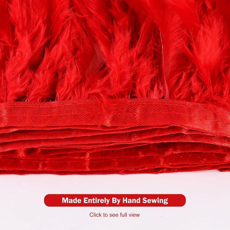 MAOFENG 2 Yards Natural Turkey Feathers Trim Sewing Fringe Fashion Dress Sewing 4-6inch for DIY Handicrafts Costumes Decoration,Red - Image 3